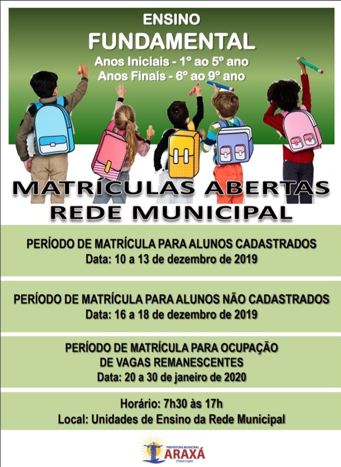 Matrículas da rede de ensino municipal começara na próxima semana