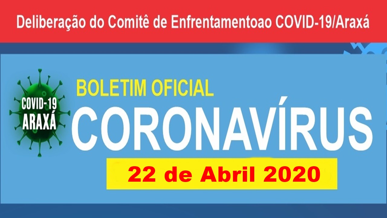 Boletim Oficial Coronavírus em Araxá – 22/04/2020