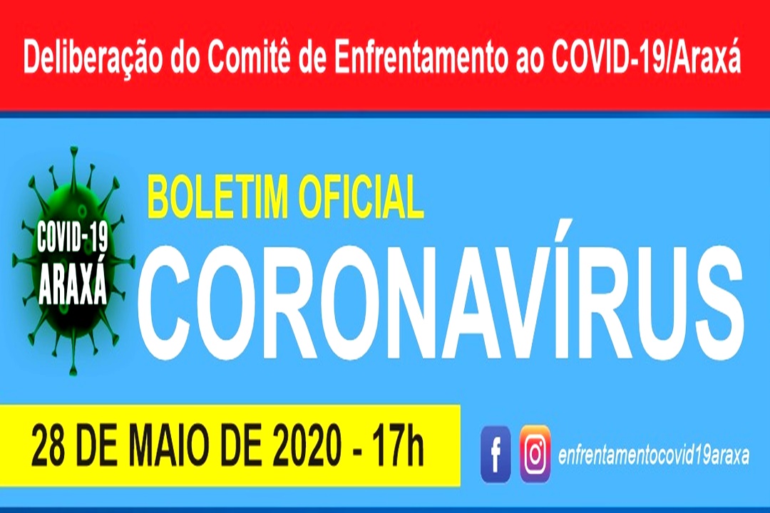 Boletim Oficial Coronavírus em Araxá – 28/05/2020.