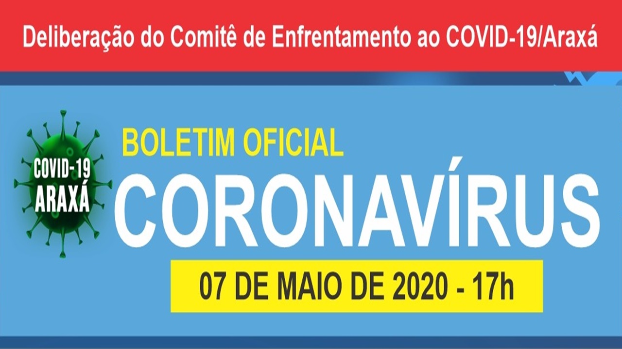 Boletim Oficial Coronavírus em Araxá – 07/05/2020.