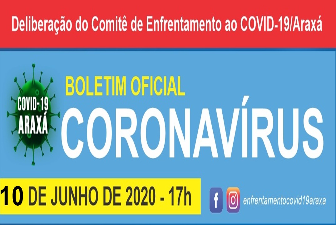 Boletim oficial Coronavírus 10/06/2020 em Araxá