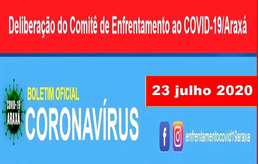 Boletim Oficial Coronavírus em Araxá – 23/07/2020