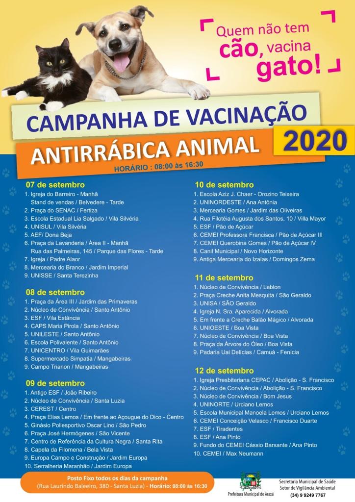 Campanha de vacinação em Araxá “Quem não tem cão, vacina gato!!!