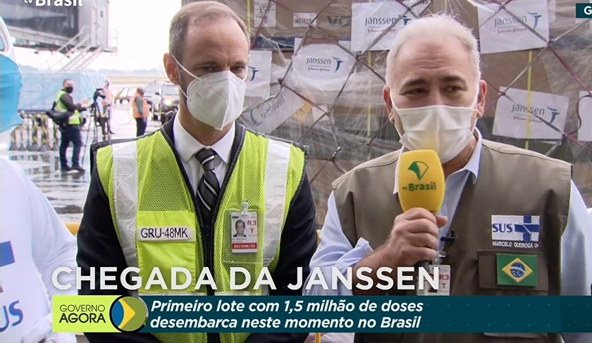 Brasil recebeu hoje 1,5 milhões de doses da vacina da Janssen