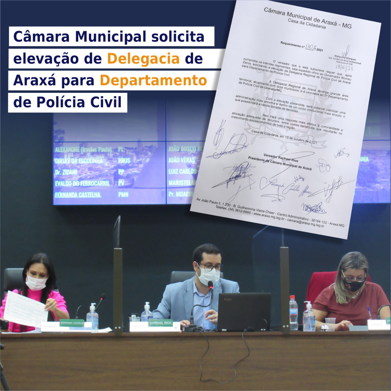 Câmara Municipal solicita elevação de Delegacia de Araxá para Departamento de Polícia Civil