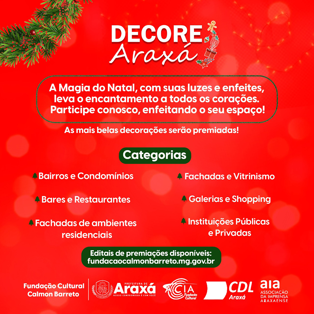 Concurso vai premiar decorações mais bonitas e criativas de Natal em Araxá