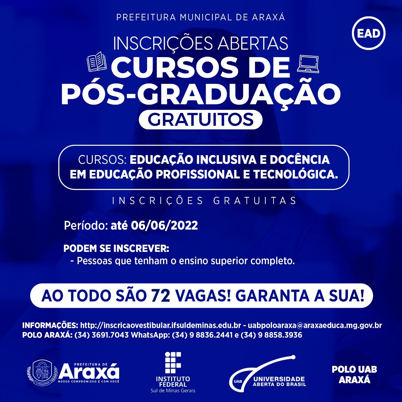 UAB em Araxá oferta cursos de pós-graduação na área de Educação