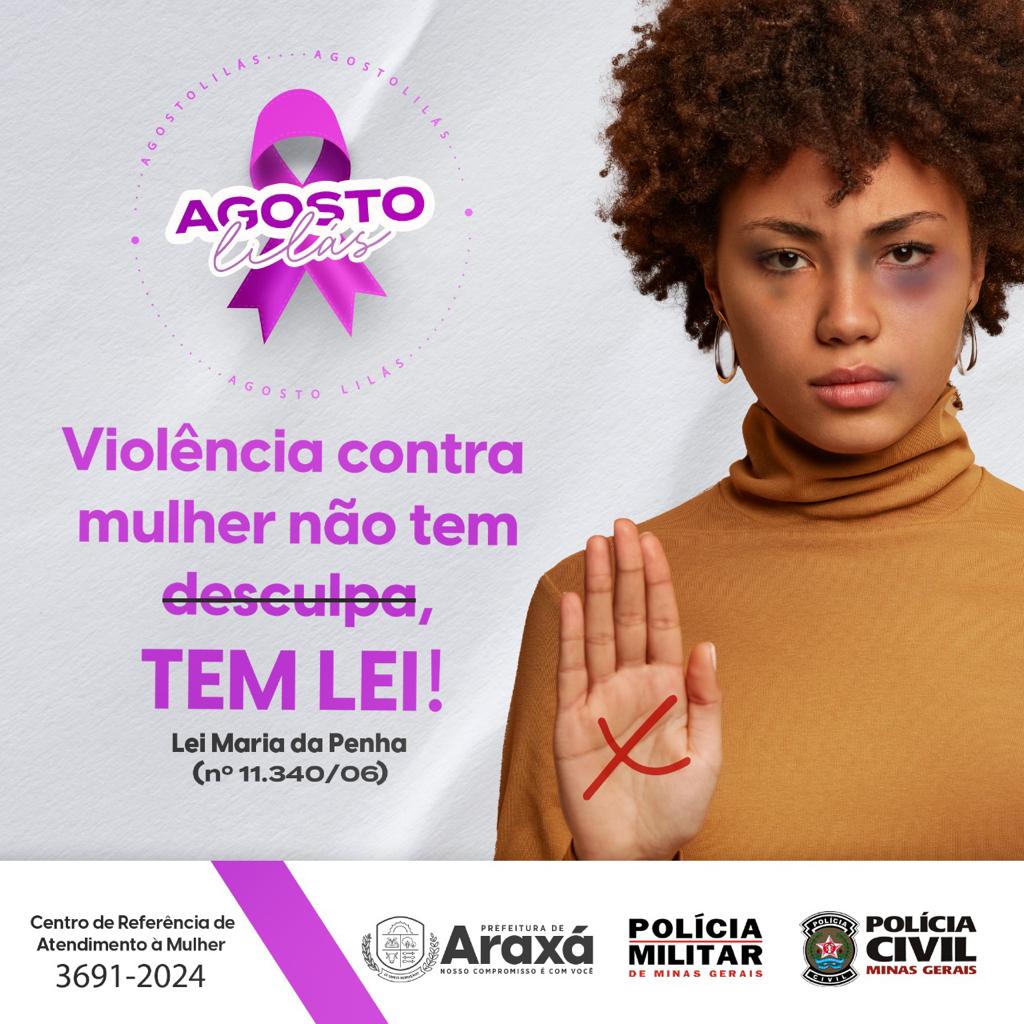 Campanha Agosto Lilás em Araxá recebe atividades  alusivas  no sábado(20)