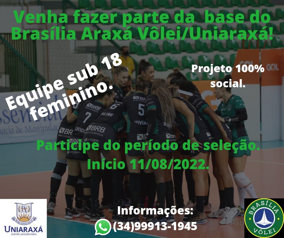 Brasília Vôlei/ Uniaraxá inicia processo seletivo para a categoria sub-18 feminina nesta quinta