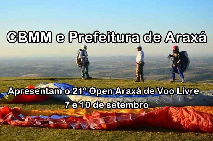 CBMM e Prefeitura de Araxá apresentam o 21º Open Araxá de Voo Livre de 07 a 10 setembro