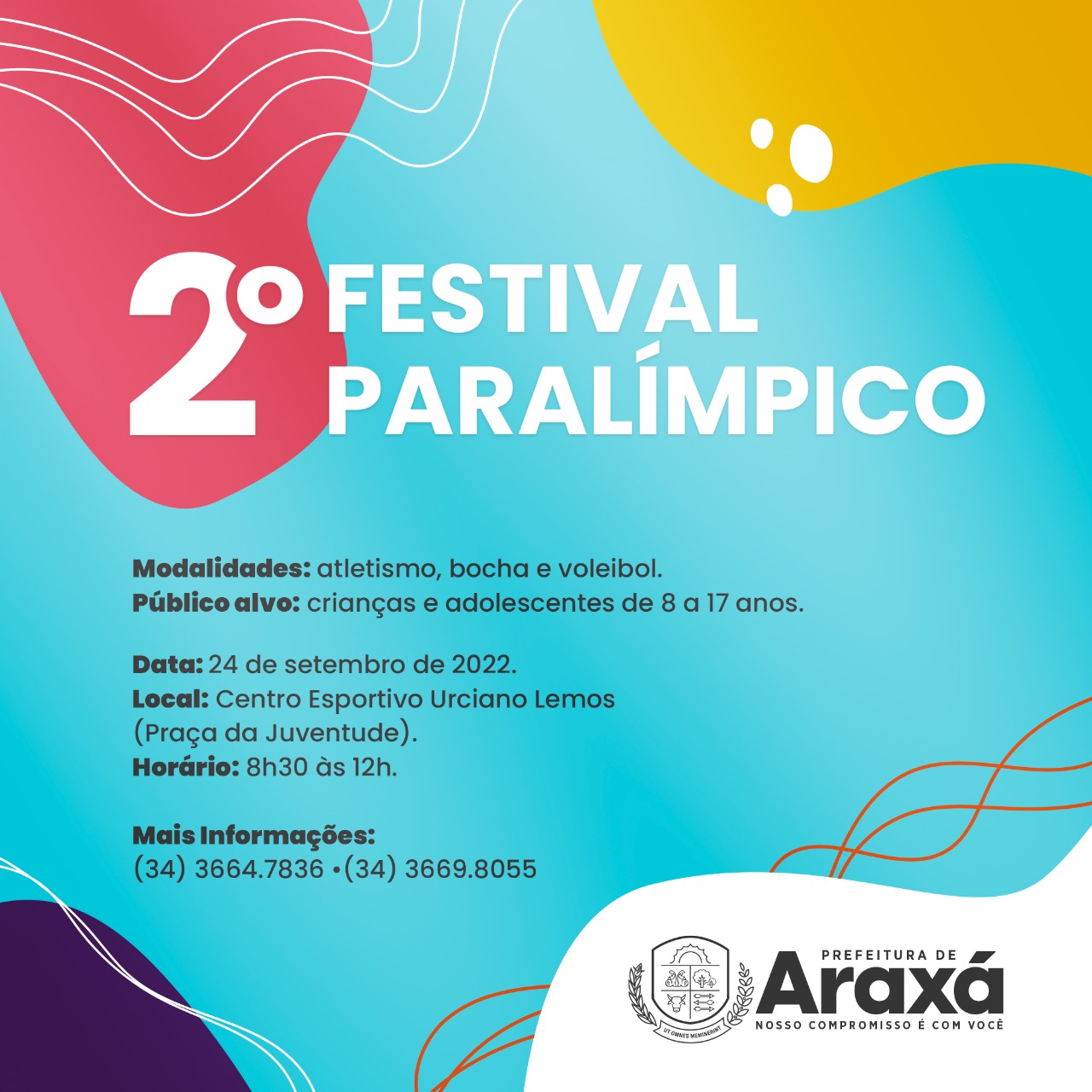 Araxá está com inscrições abertas para o 2º Festival Paralímpico destinado a crianças e adolescentes