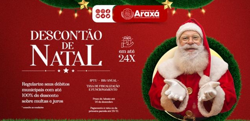 Descontão de Natal: Prazo para adesão ao programa que permite pagamento de dívidas sem multas e juros termina nesta terça (20)