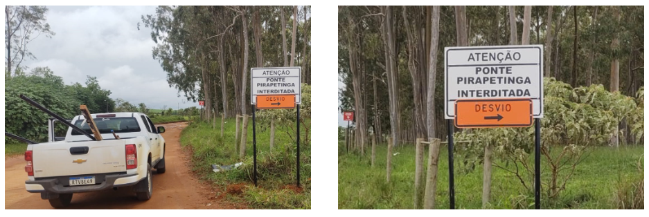 Ponte sobre o Ribeirão Pirapetinga está interditada; usuários devem utilizar desvio