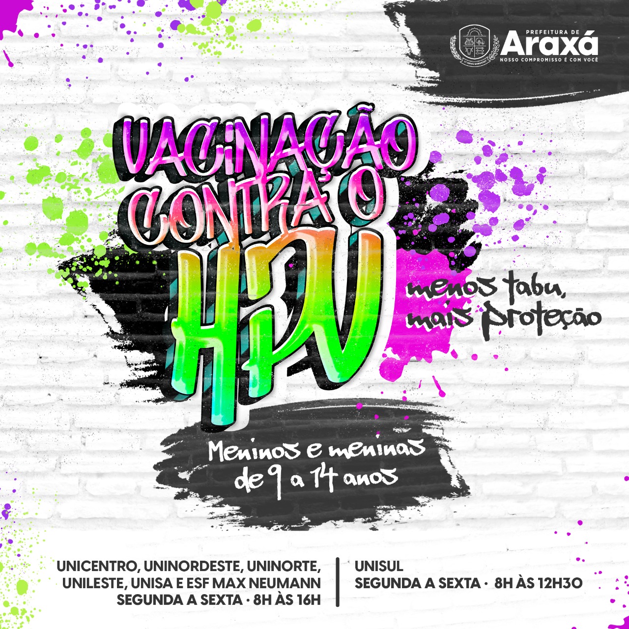 Prefeitura de Araxá intensifica vacinação contra HPV ao público de 9 a 14 anos