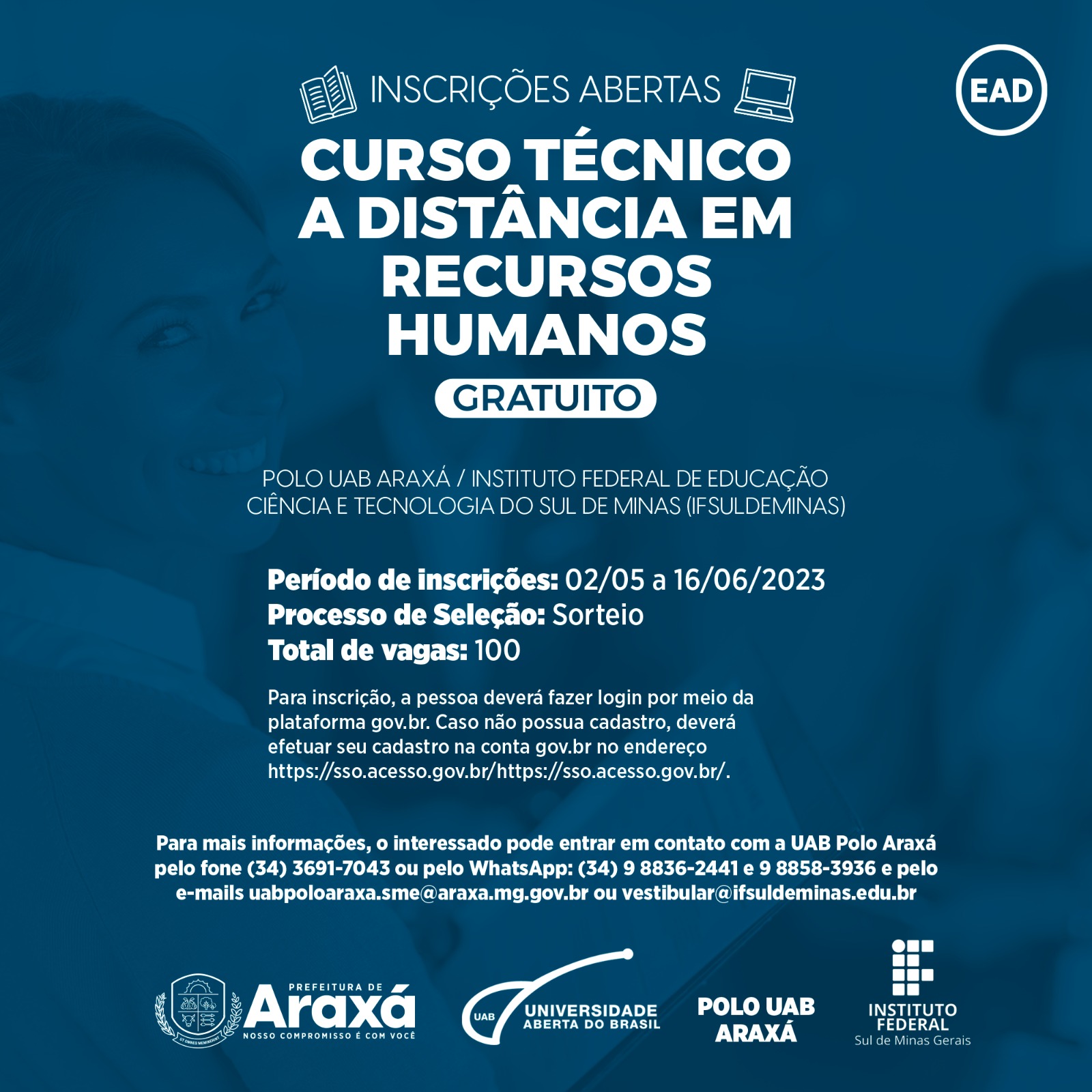 Polo UAB Araxá oferta 100 vagas gratuitas para curso técnico em Recursos Humanos