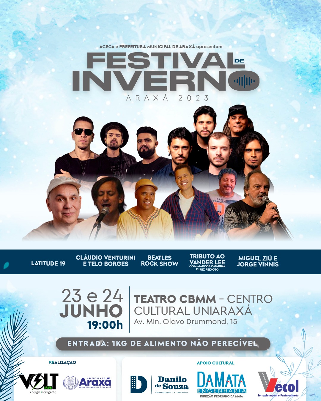 Araxá recebe o Festival de Inverno nesta sexta (23) e sábado (24), no Centro Cultural Uniaraxá