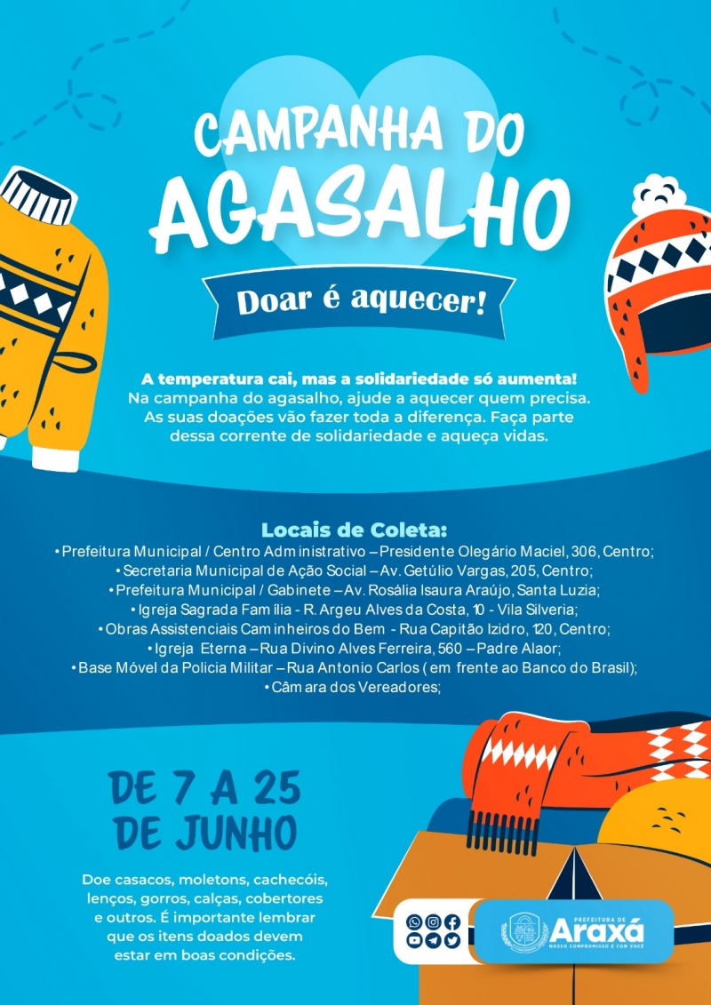 Prefeitura de Araxá lança campanha do Agasalho 2023