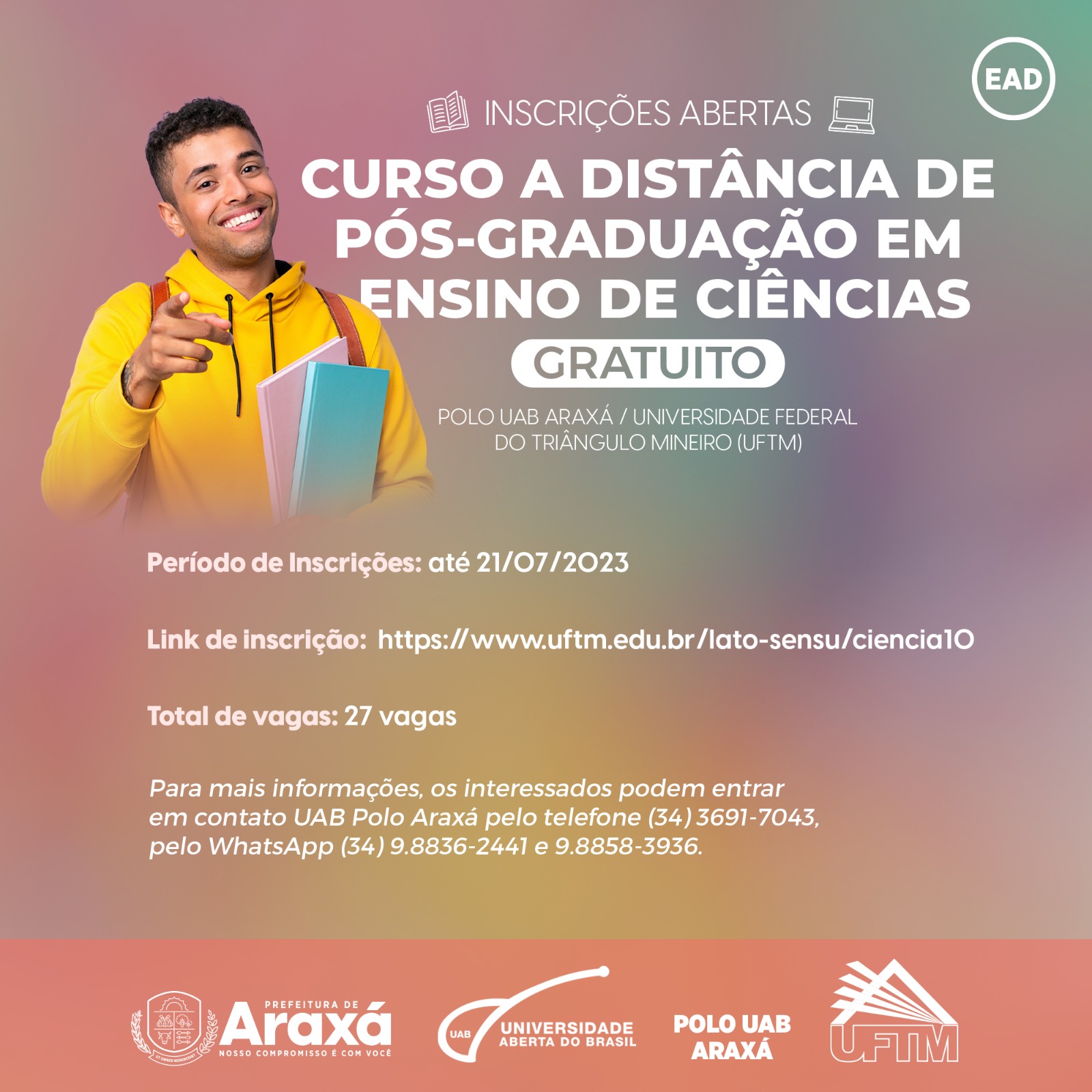 Polo UAB Araxá oferta vagas de pós-graduação em Ensino de Ciências