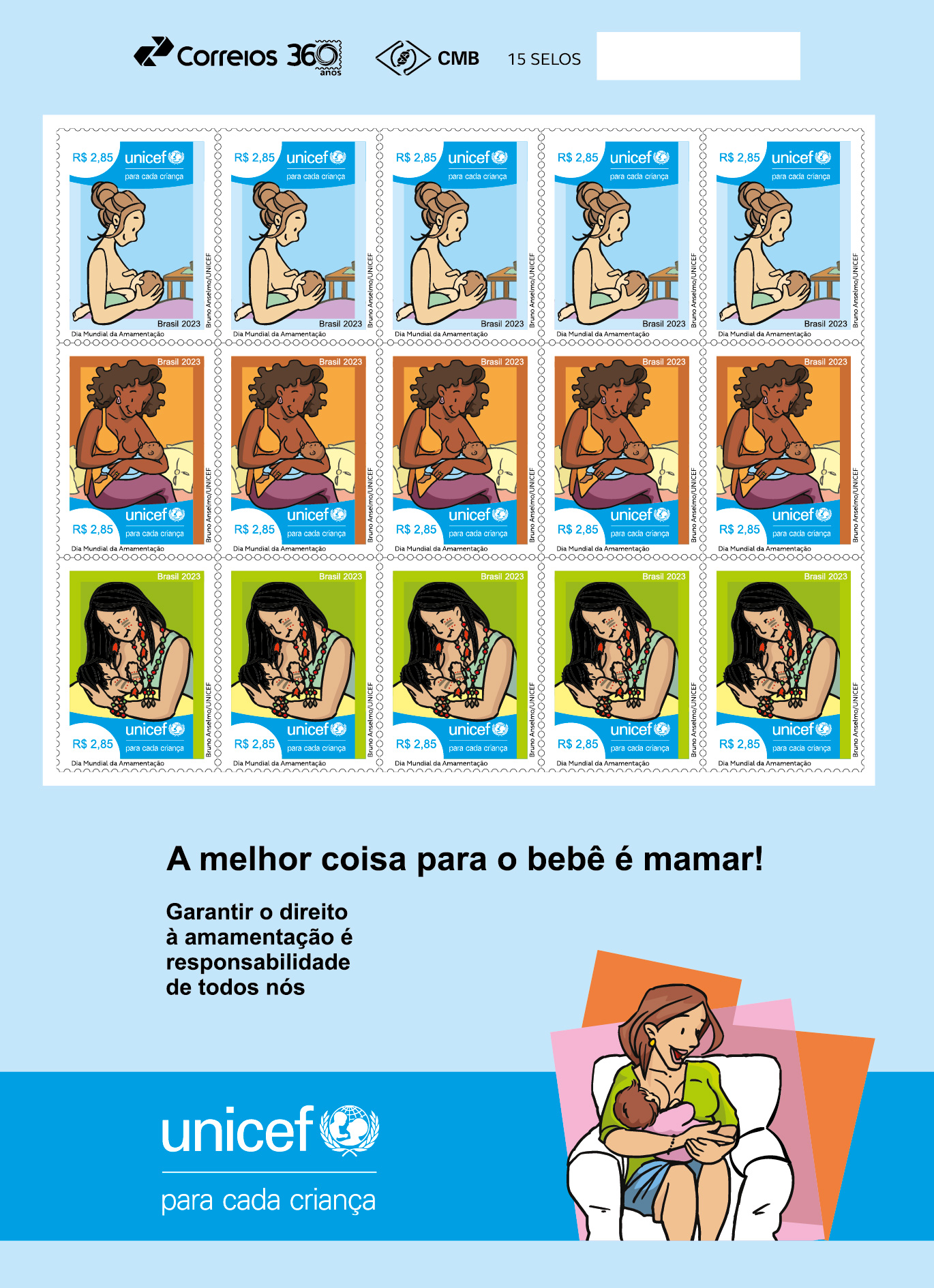 Correios e UNICEF lançam selos comemorativos em homenagem a Semana Mundial de Aleitamento Materno