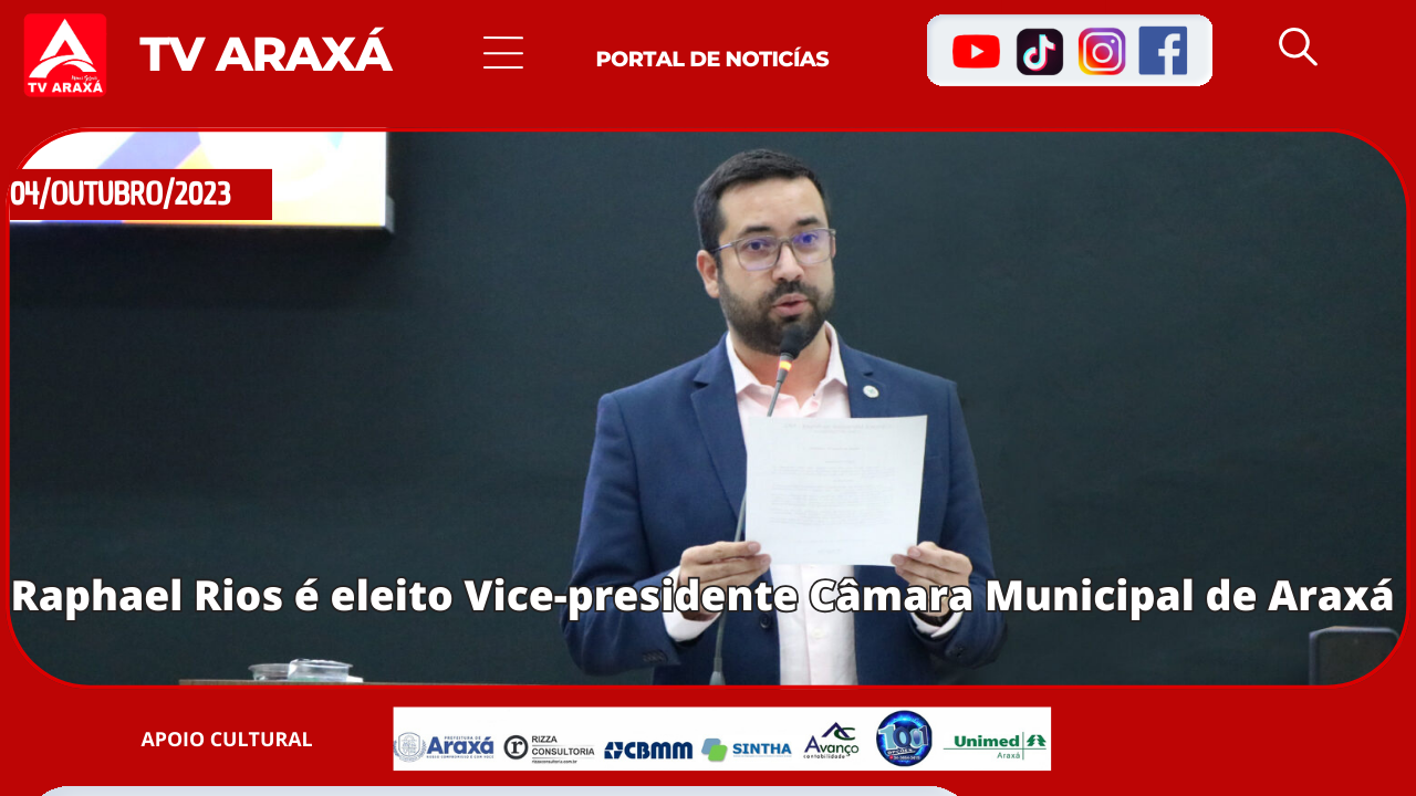 Raphael Rios é eleito Vice-presidente  Câmara Municipal de Araxá