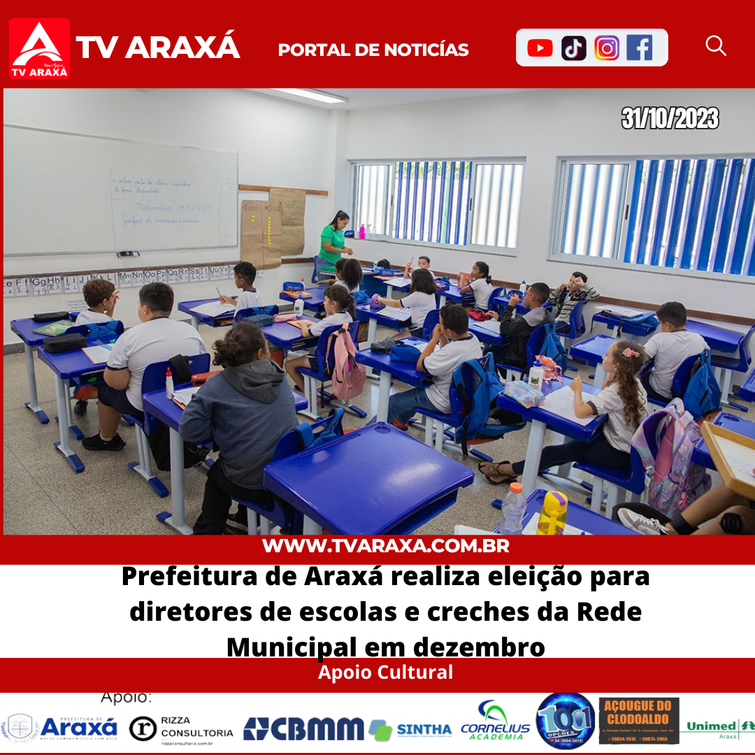 Prefeitura de Araxá realiza eleição para diretores de escolas e creches da Rede Municipal em dezembro