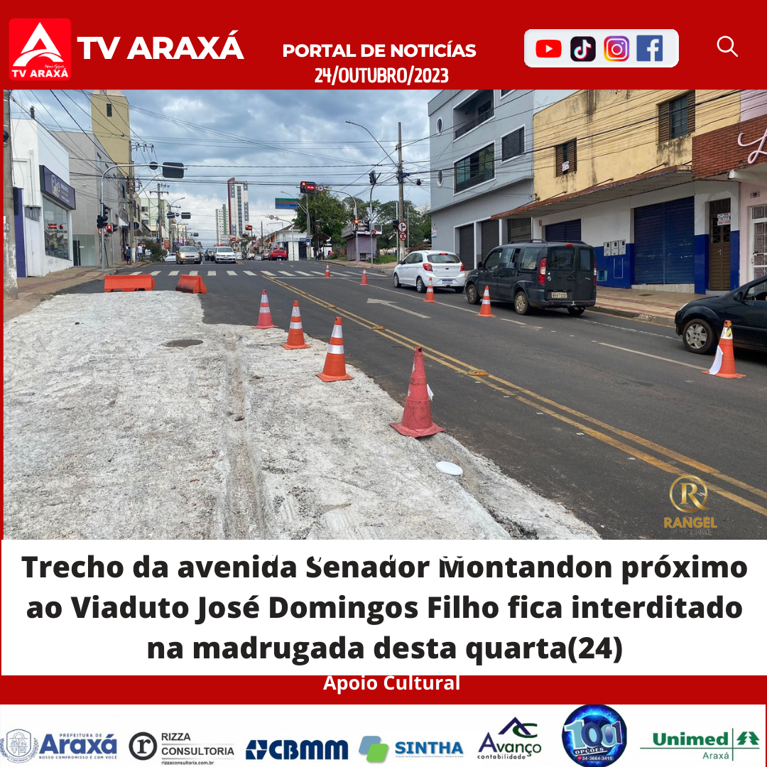 Trecho da avenida Senador Montandon próximo ao Viaduto José Domingos Filho fica interditado na madrugada desta quarta(24)