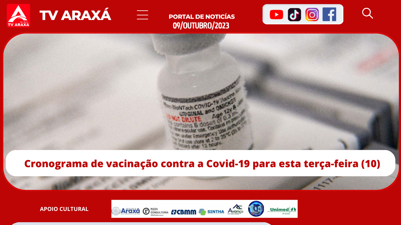 Cronograma de vacinação contra a Covid-19 para esta terça-feira (10)