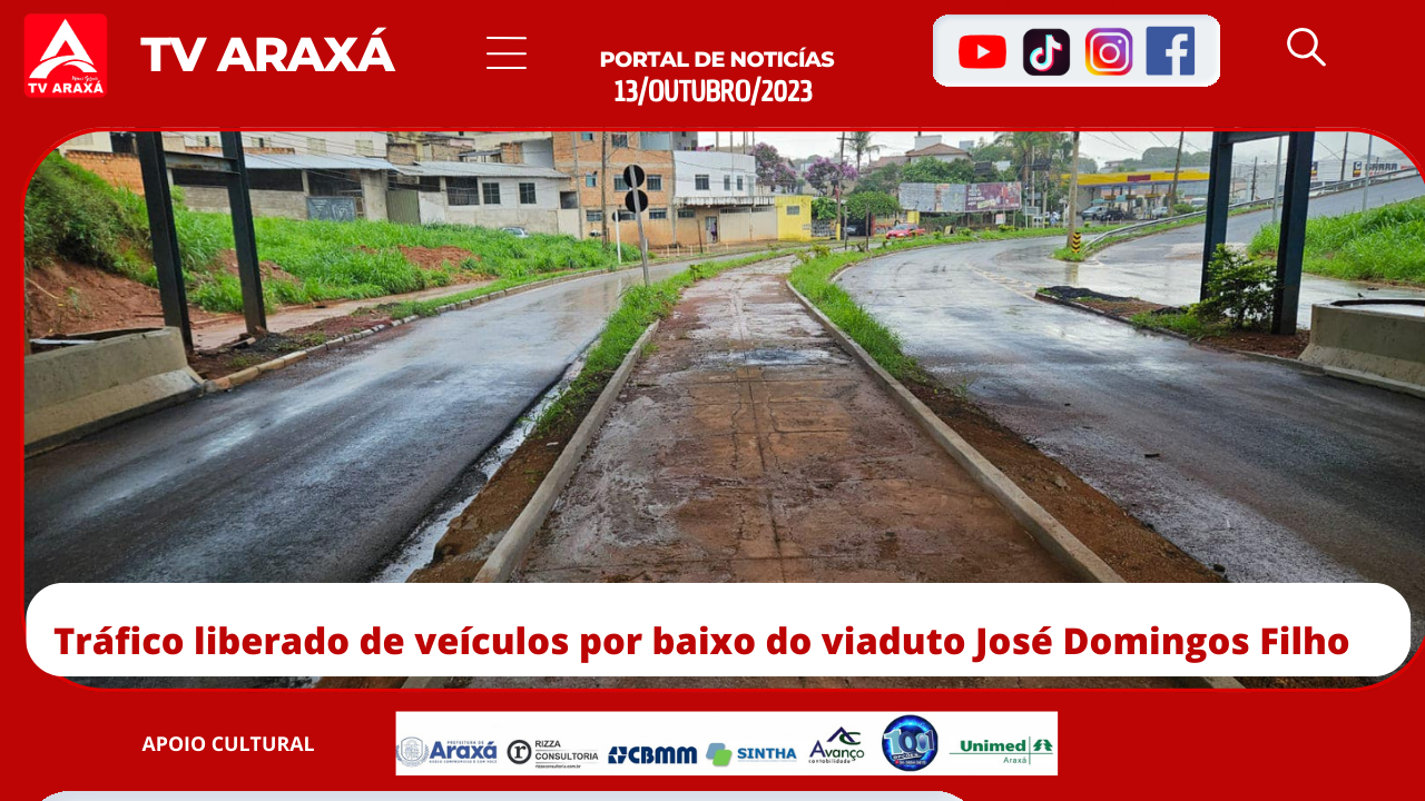 Tráfico liberado de veículos por baixo do viaduto José Domingos Filho