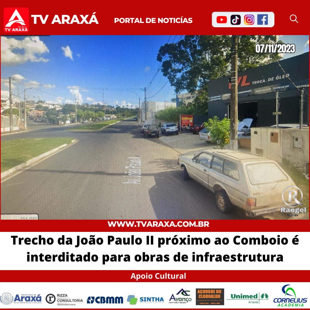 Trecho da João Paulo II próximo ao Comboio é interditado para obras de infraestrutura