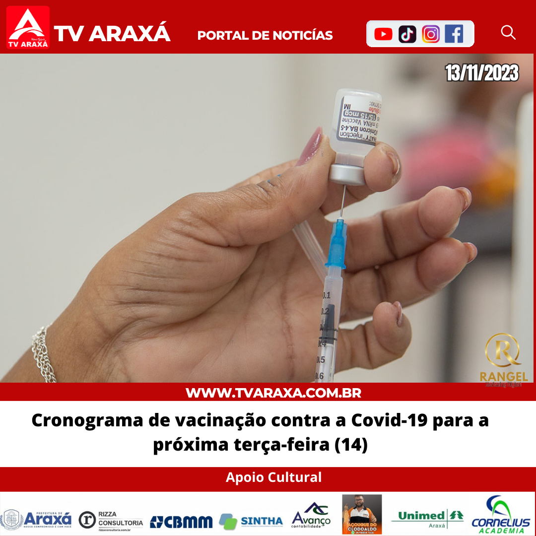 Cronograma de vacinação contra a Covid-19 para a próxima terça-feira (14)