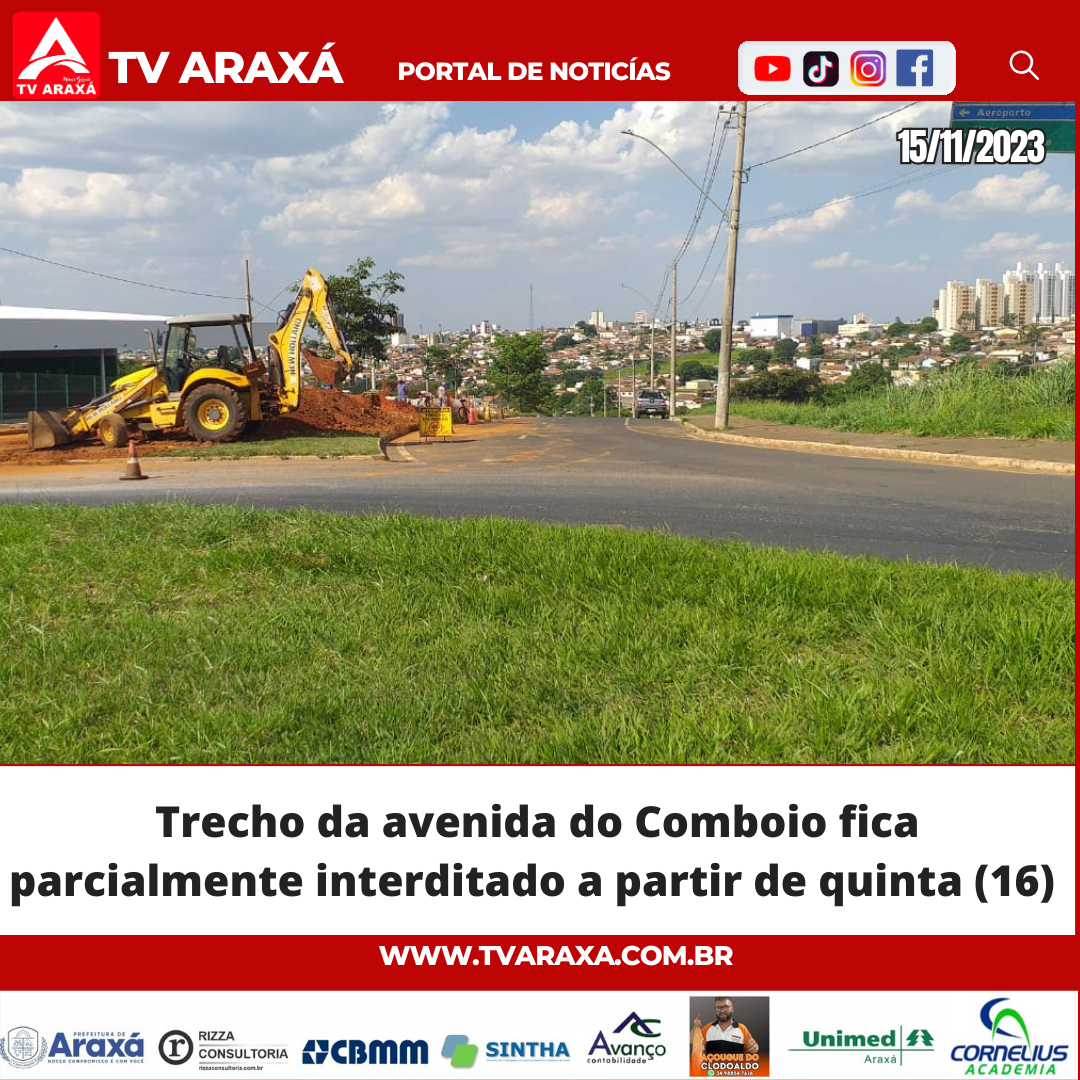 Trecho da avenida do Comboio fica parcialmente interditado a partir de quinta (16)