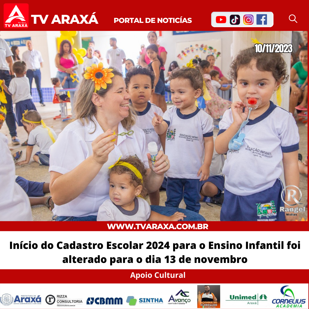 Início do Cadastro Escolar 2024 para o Ensino Infantil foi alterado para o dia 13 de novembro