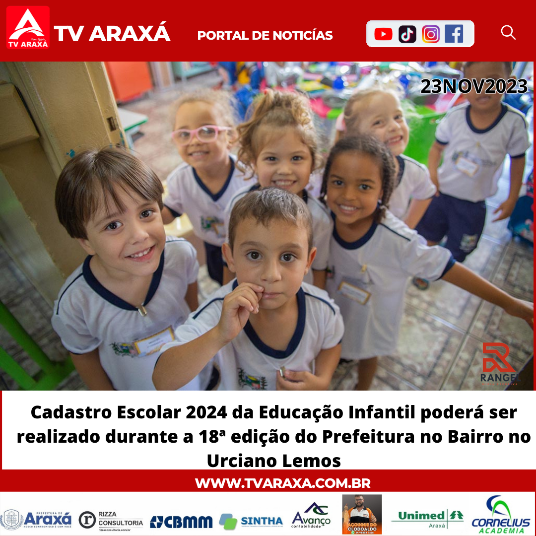 Cadastro Escolar 2024 da Educação Infantil poderá ser realizado durante a 18ª edição do Prefeitura no Bairro no Urciano Lemos