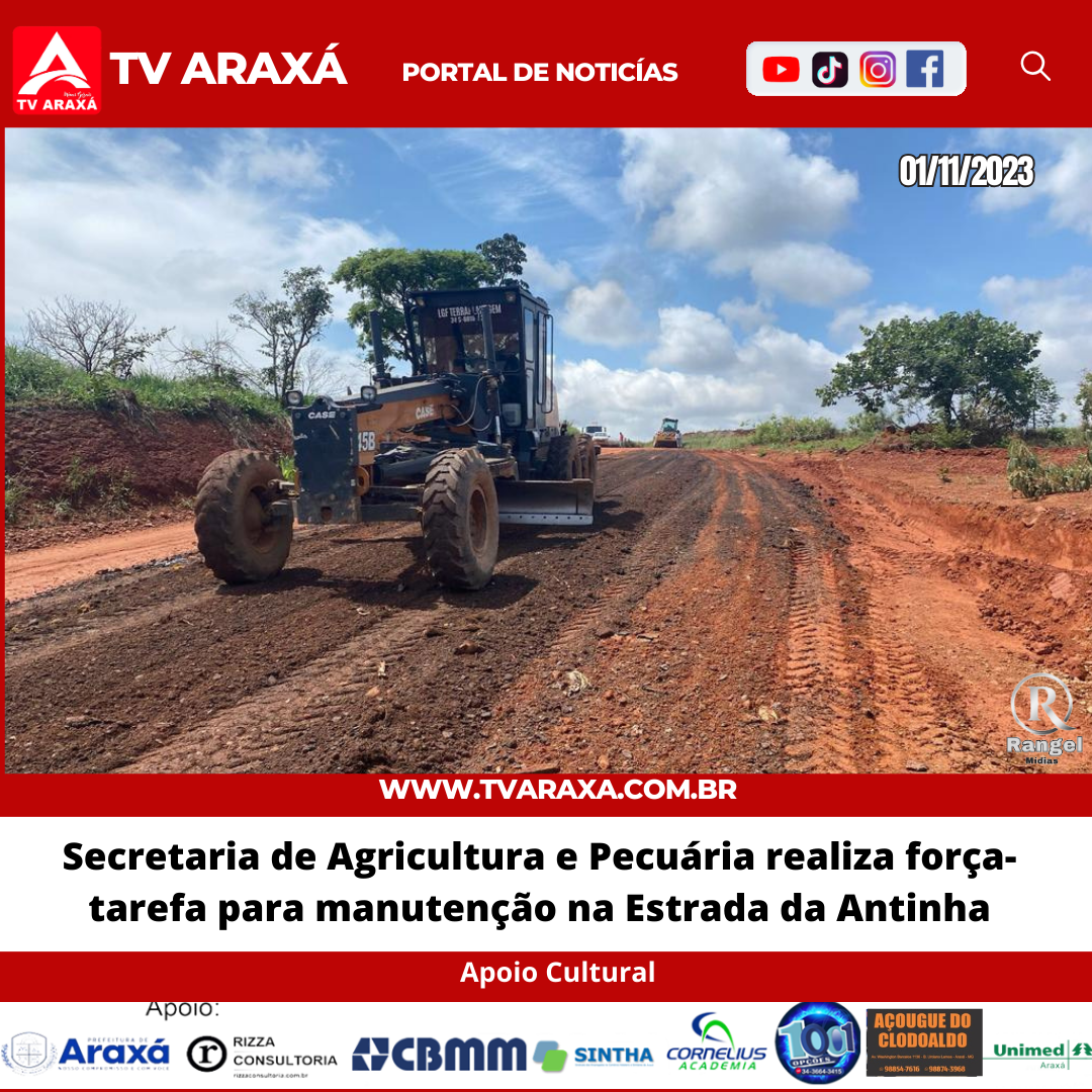 Secretaria de Agricultura e Pecuária realiza força-tarefa para manutenção na Estrada da Antinha