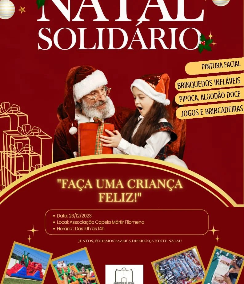Natal Solidário – Associação da Capela Mártir Filomena – Faça uma criança feliz!