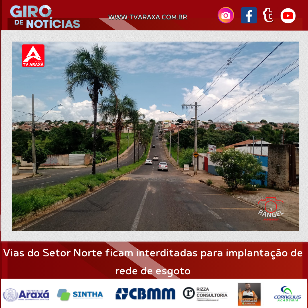 Vias do Setor Norte ficam interditadas para implantação de rede de esgoto