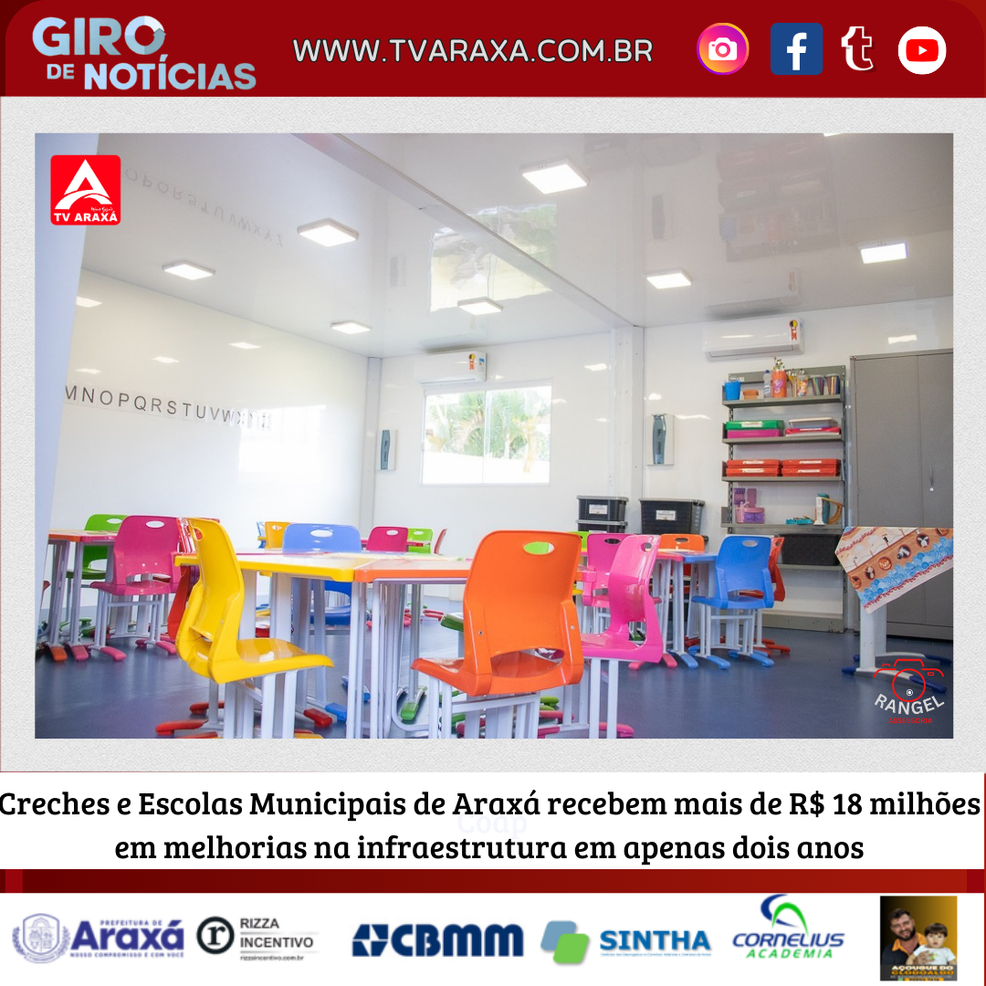 Creches e Escolas Municipais de Araxá recebem mais de R$ 18 milhões em melhorias na infraestrutura em 2022 e 2023