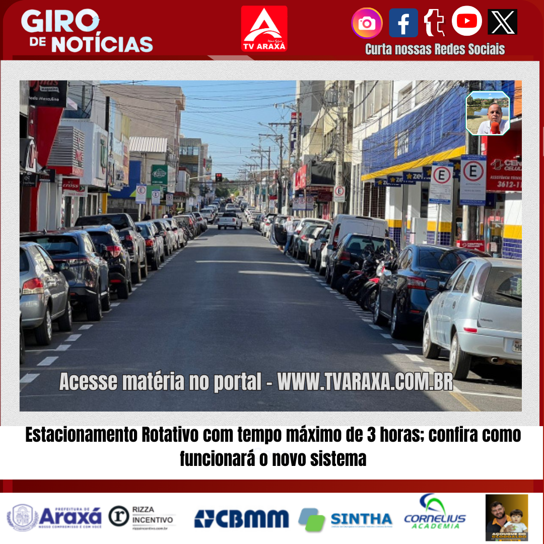 Estacionamento Rotativo com tempo máximo de 3 horas; confira como funcionará o novo sistema