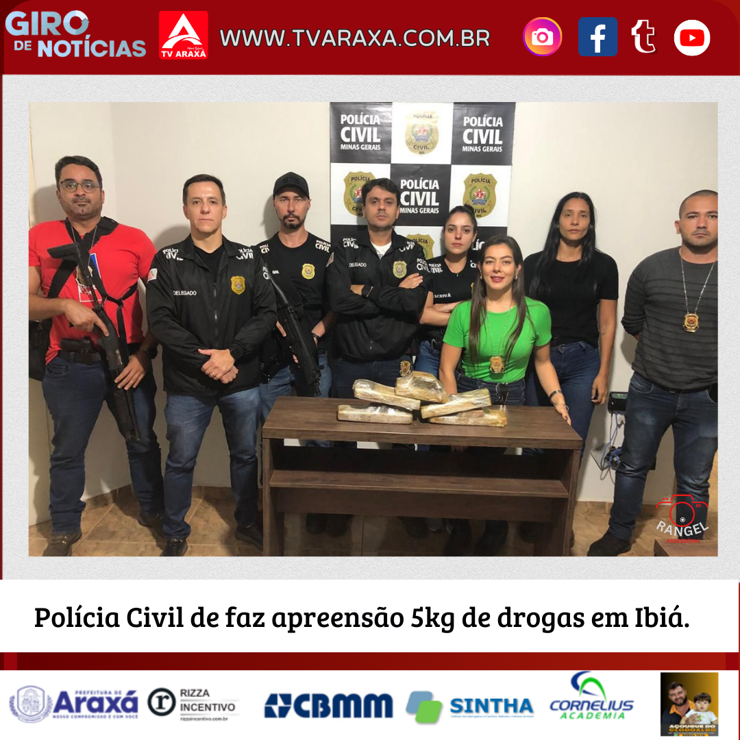 Polícia Civil de faz apreensão 5kg de drogas em Ibiá.