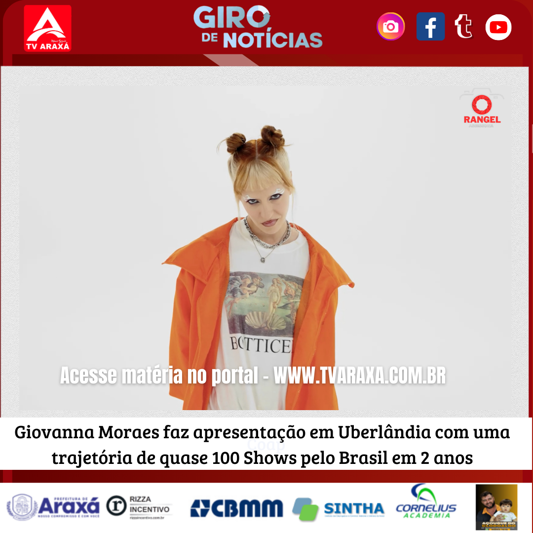 Giovanna Moraes faz apresentação em Uberlândia com uma trajetória de quase 100 Shows pelo Brasil em 2 anos