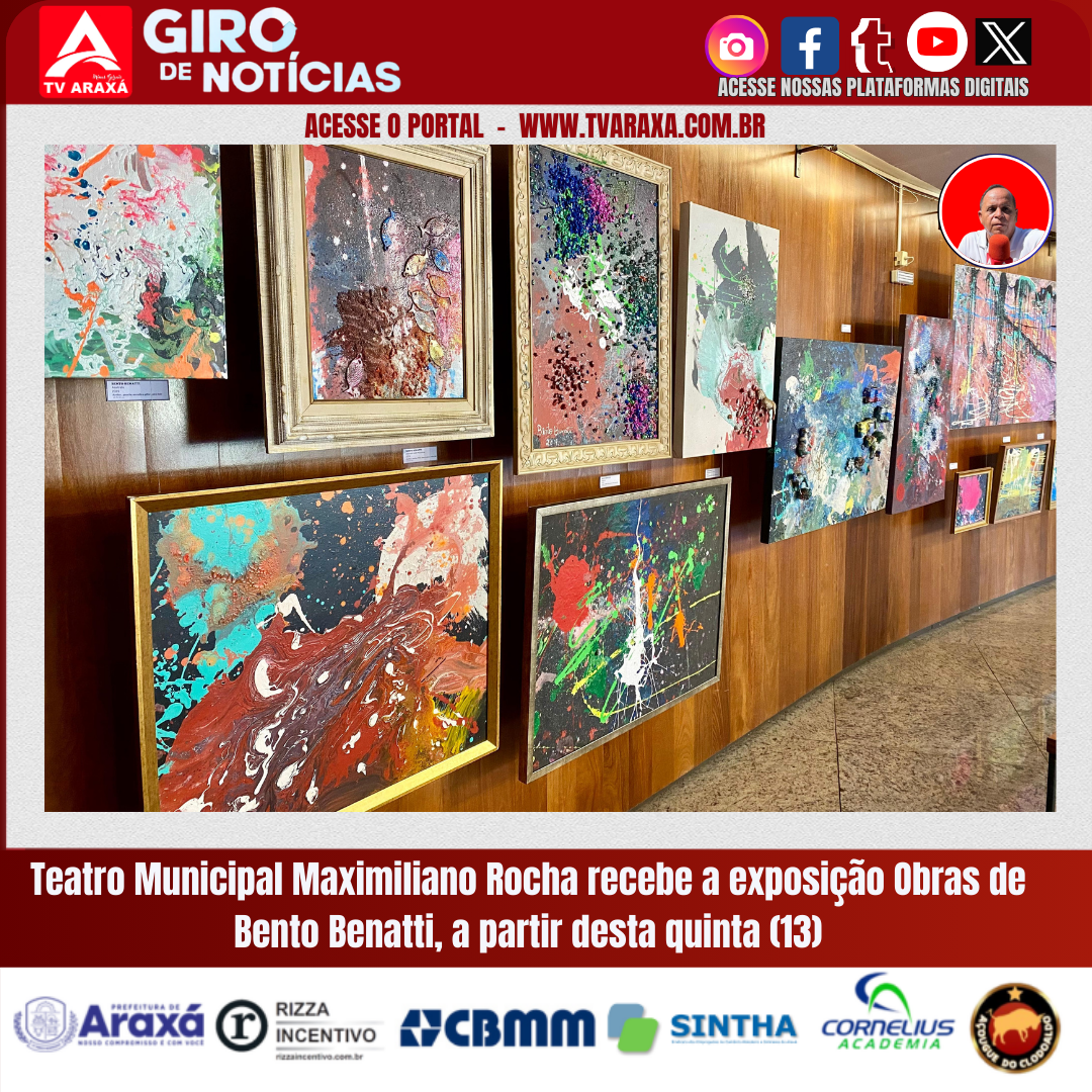 Teatro Municipal Maximiliano Rocha recebe a exposição Obras de Bento Benatti, com abertura nesta quinta (13)