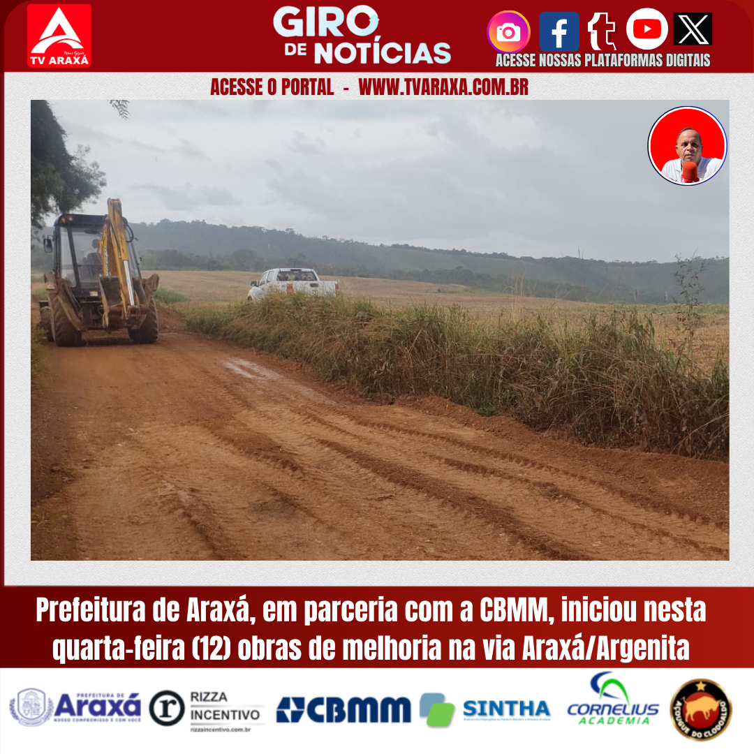 Prefeitura de Araxá, em parceria com a CBMM, iniciou nesta quarta-feira (12) obras de melhoria na via Araxá/Argenita