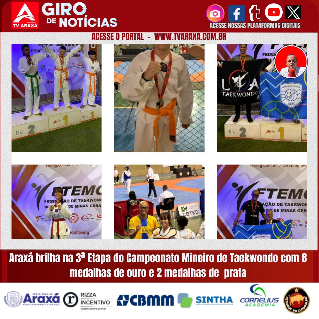 Araxá brilha na 3ª Etapa do Campeonato Mineiro de Taekwondo com 8 medalhas de ouro e 2 medalhas de prata.