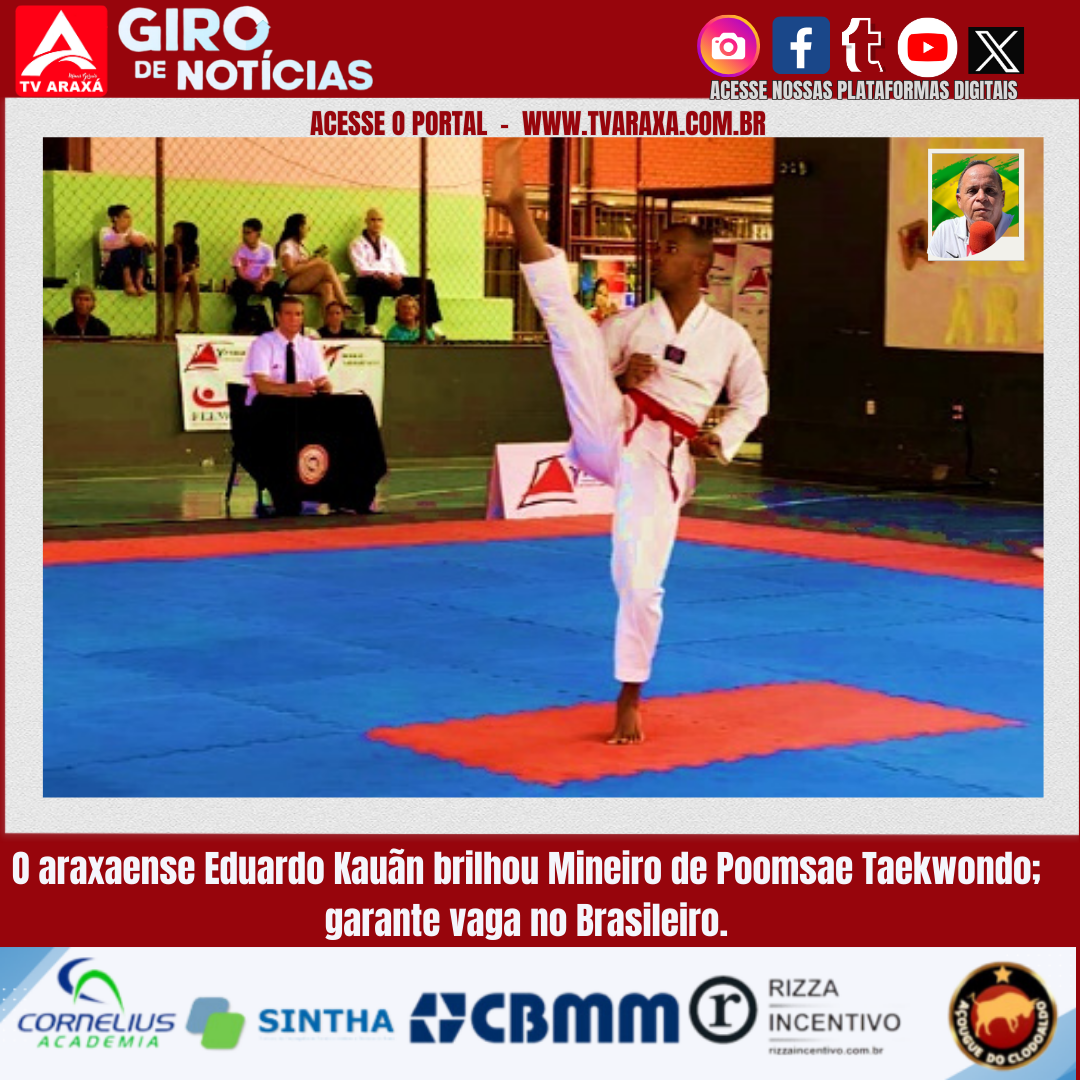 O araxaense Eduardo Kauãn brilhou Mineiro de Poomsae Taekwondo; garante vaga no Brasileiro.