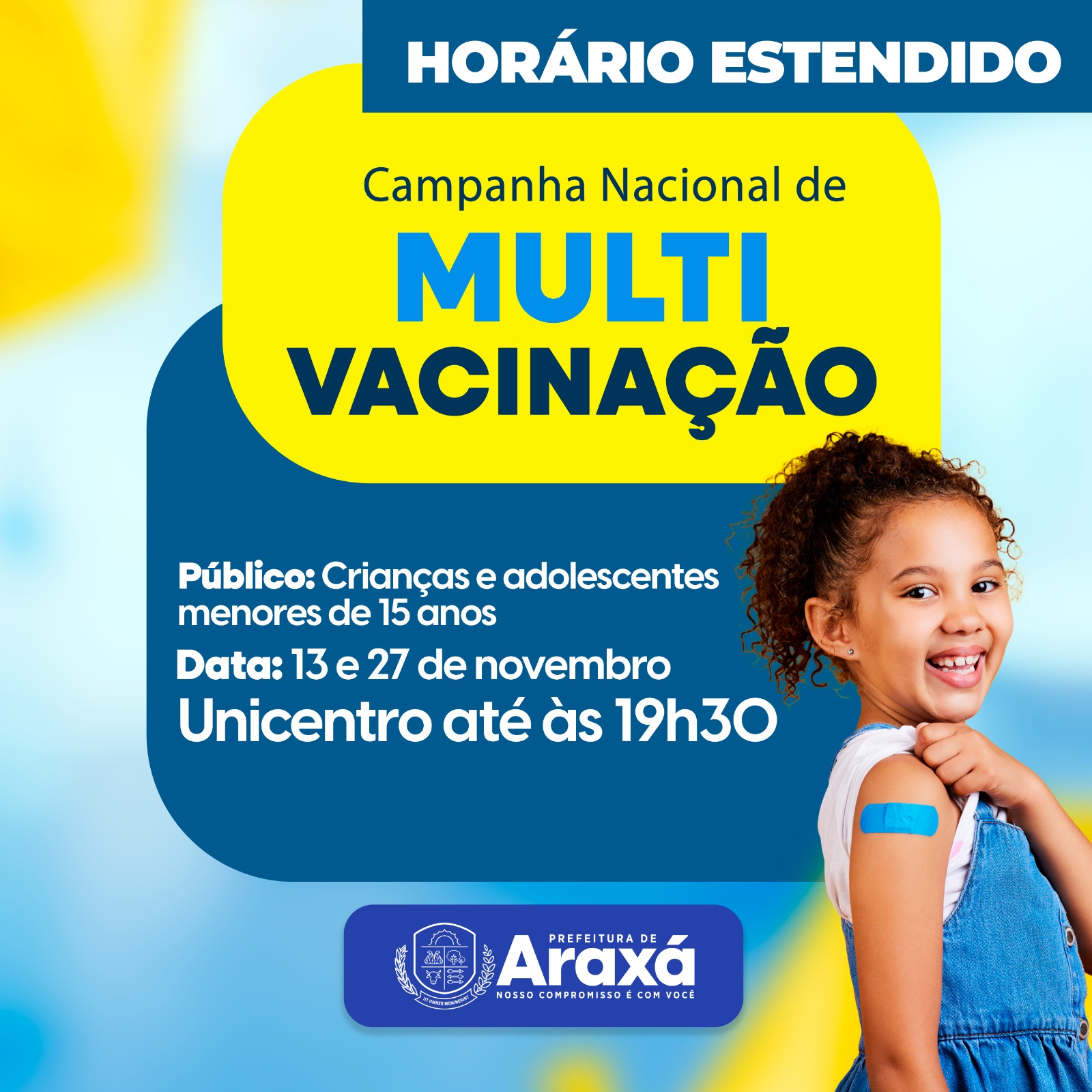 Unicentro terá horário estendido para a Campanha de Multivacinação nos dias 13 e 27 de novembro