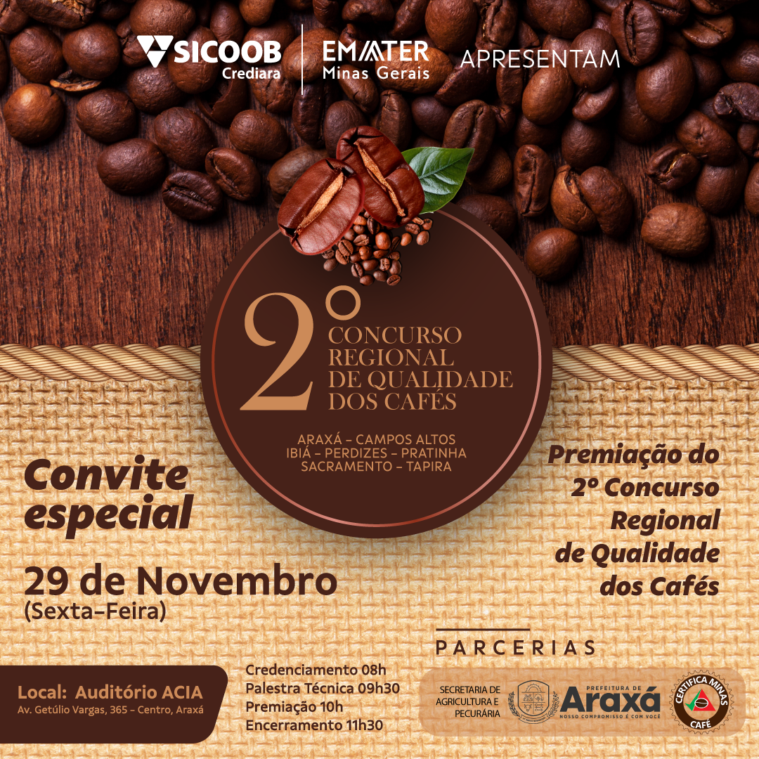 Araxá sedia o 2º Concurso Regional de Qualidade dos Cafés nesta sexta-feira(29)