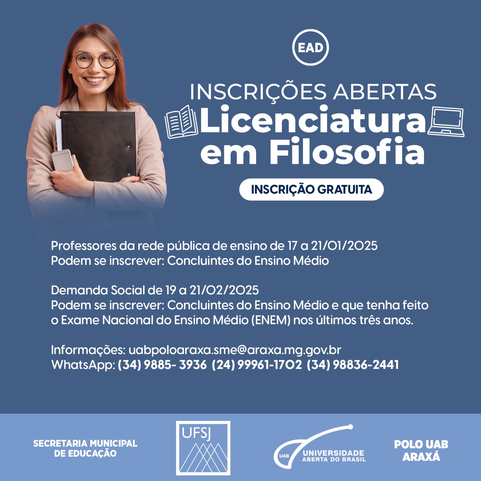 UAB Araxá abre inscrições para curso gratuito de Licenciatura em Filosofia