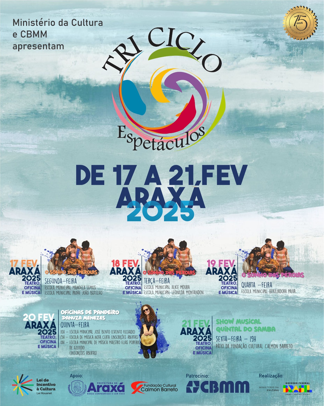 TRI CICLO Espetáculos programação cultural em Araxá; acontecem entre os dias 17 e 21 de fevereiro.