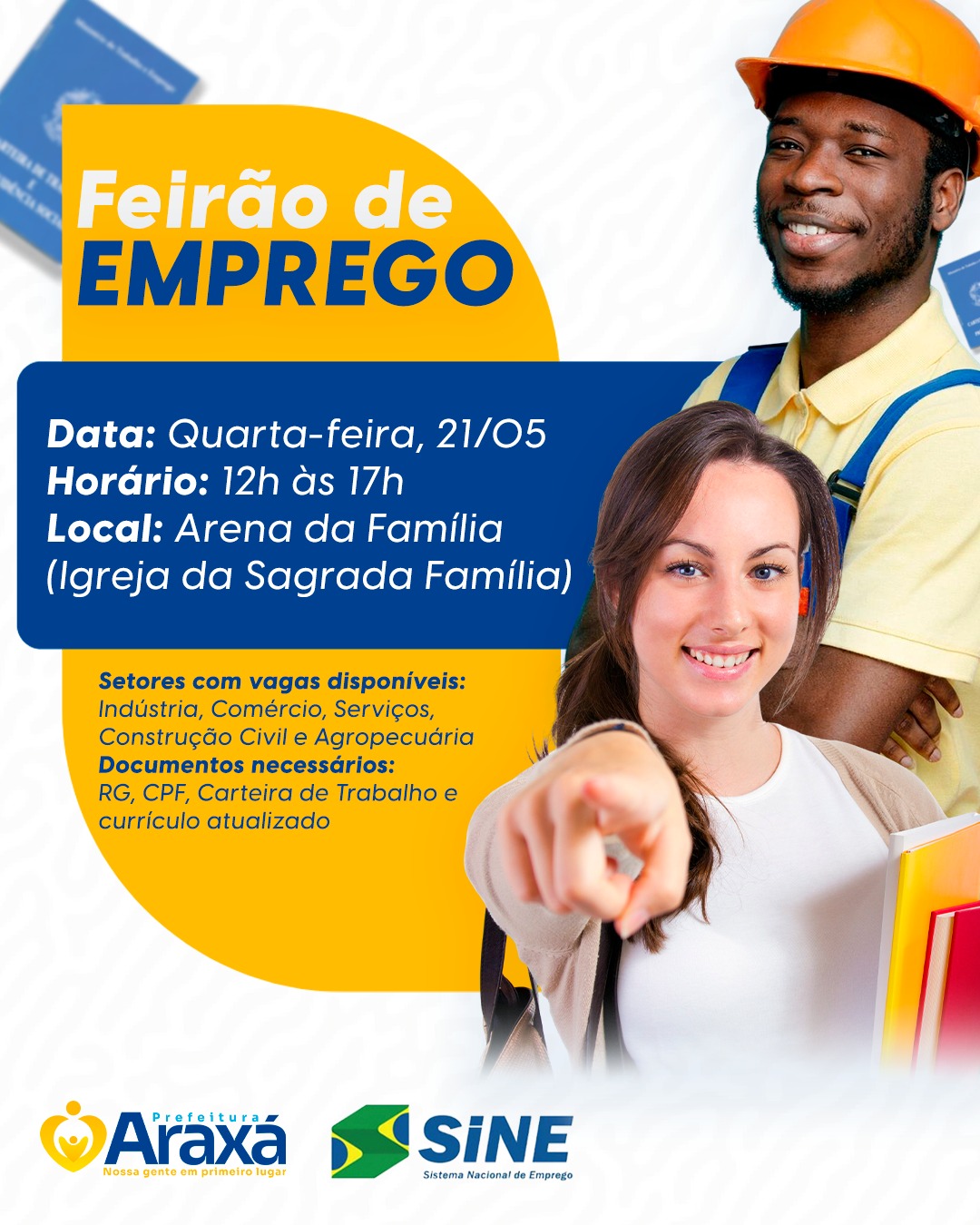 Feirão do Emprego de Araxá acontece no dia 21 de maio com centenas de vagas disponíveis