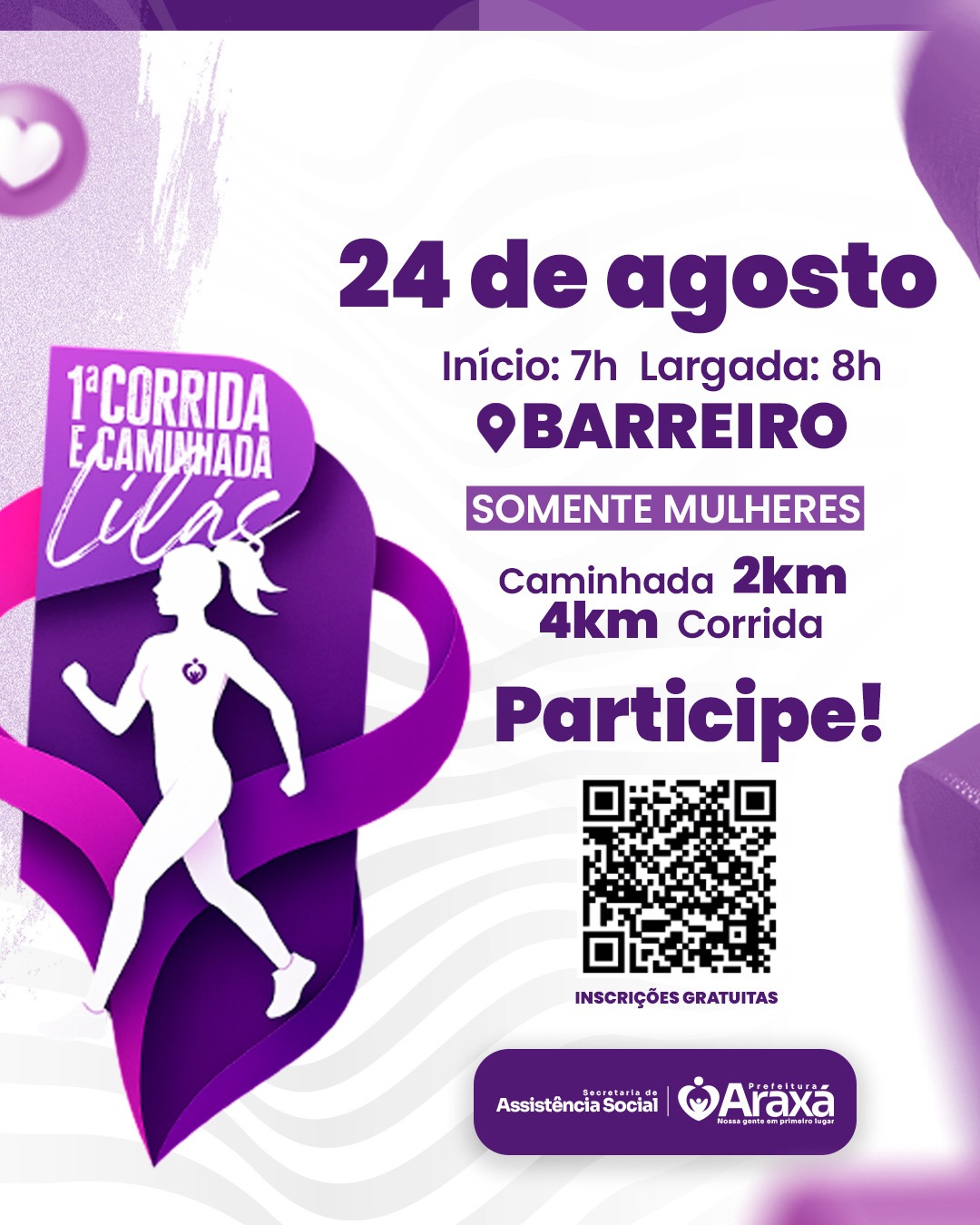 Corrida e Caminhada Lilás mobiliza mulheres em ação contra a violência de gênero; inscrições já estão abertas
